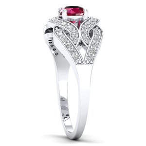 REYES Wholesale Price 14K Solid Gold GRA Certified Moissanite Engagement Ring Exclusive Round Cut 0.5 Carat Ruby Gemstone Ring - Product Image 3