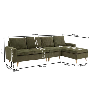 L Shape <b>Sofa</b> Velvet Four Seat Modern Corner <b>Sofa</b> With Wooden Legs <b>Sofa</b> <b>Bed</b> For Apartment Hotel and Home Living Furniture - Product Image 6