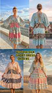 Vestido Corto de Seda Viscosa de Lujo para Mujer, Vestidos Casuales Mini Elegantes con Cuello en V y Manga Corta, Vestido de Seda para Fiesta en la Playa de Verano - Product Image 2