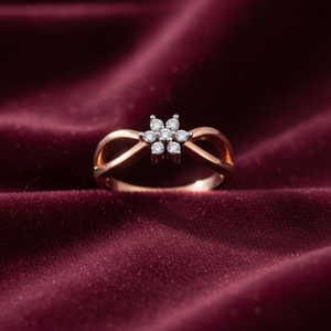 Bague florale avec diamants ronds de 0,15 TCW |   Bague élégante en or rose 14 carats avec motif floral, bijoux fins classiques pour femmes, cadeau d'anniversaire - Product Image 1