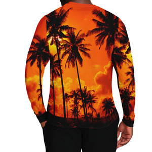 Sudadera de Hombre con Estampado de Palmeras y Atardecer Naranja, Corte Regular, Cuello Redondo, Informal, Tejida, Manga Larga, Impresión por Sublimación - Product Image 2