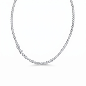 Premium Mix Cut Lab Grown Diamond <b>Tennis</b> Chain <b>Necklace</b> 9KT 10KT 14KT 18KT <b>Sterling</b> <b>Silver</b> Luxury Wedding Jewelry for Women Gift - Product Image 2