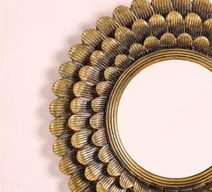 Round Bohemian Decorative Wall <b>Mirror</b> with Scalloped Brass Frame for Living Room Bedroom - Product Image 5