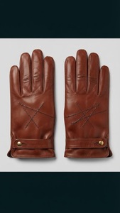 ถุงมือหนังสีน้ำตาลสำหรับผู้ชายพร้อมสายรัดข้อมือและรายละเอียดการเย็บตะเข็บเพื่อสไตล์คลาสสิกและความกระชับสบาย - Product Image 2