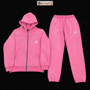 Conjunto Deportivo Rosa para Hombre, con Logotipo Personalizado, Sudadera con Cremallera Completa y Pantalones Jogger, Ropa Deportiva Urbana, Informal, para Gimnasio y Entrenamiento, Venta al Por Mayor, OEM - Product Image 5