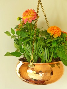 Ensemble de jardinières suspendues en or poli style vintage, idéal pour les plantes d'intérieur, le balcon et la décoration murale de maisons de luxe, provenant d'Inde. - Product Image 2