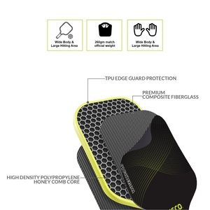 ไม้พายพิคเคิลบอลแบบพกพา น้ำหนักเบา ยืดหยุ่น ทันสมัย เป็นมิตรกับสิ่งแวดล้อม แกนโพลีโพรพิลีนความหนาแน่นสูง รูปทรงรังผึ้ง ขนาด 15 มม. สำหรับเด็ก - Product Image 3