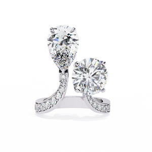 Women's Platinum Pear Cut Diamond Engagement <b>Ring</b> With Round Side Diamonds GIA Certified Classic Style - Product Image 1