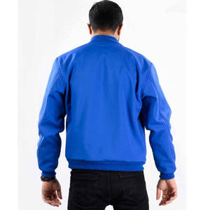 เสื้อแจ็คเก็ตบอมเบอร์สีน้ำเงินสำหรับผู้ชาย สไตล์ลำลอง กันน้ำ ซิปด้านหน้า สีพื้น ผ้าโพลีเอสเตอร์ คอปกเหลี่ยม ทรงบาง ยาว กระชับพอดีตัว - Product Image 5