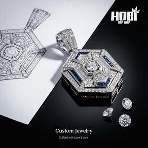 Colgante Personalizado con Nombre en Moissanita Helada, Plata de Ley 925, Lujo para Hombre, Estilo Hip Hop, Baño de Rodio, Engaste de Garra, Certificado GCI IDGL - Product Image 3