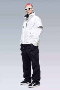 White <b>Techwear</b> <b>Jacket</b> Men's Tactical Streetwear Windbreaker Cyberpunk Cargo Hooded Outdoor Functional High Street Shell Coat - Product Image 2