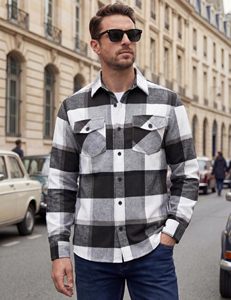 Men Classic Plaid <b>Flannel</b> Shirt <b>Jacket</b> Long Sleeve Casual Wear Bulk Order - Product Image 5
