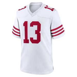 Camiseta Deportiva Blanca con Cuello en V de Fútbol Americano, Número 13, Franjas Rojas, Corte Regular para Hombre, Manga Corta, Poliéster - Product Image 5
