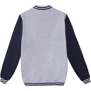 แจ็คเก็ตวาร์ซิตี้แบบกำหนดเองสำหรับผู้ชาย แจ็คเก็ตเบสบอลแบบ Letterman ตัวเสื้อผ้าวูลผสม แขนเสื้อหนังเทียม ติดกระดุมด้านหน้า - Product Image 2