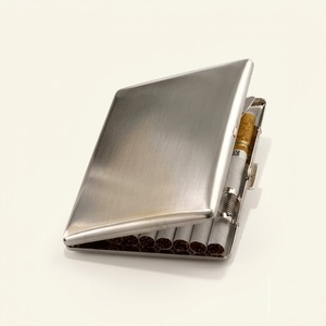 High Quality Stainless Steel Cigarette Case Double Sided <b>Spring</b> <b>Clip</b> Metal Cigarette Box Anti-Crush Pocket Cigar Holder - Product Image 1