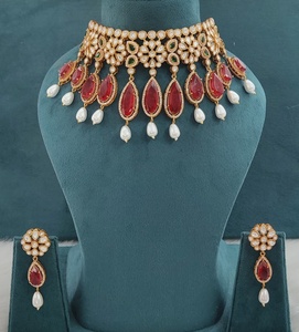Premium Quality <b>Statement</b> Bridal <b>Necklace</b> Set Doublet Stones Unique Design Perfect For Wedding, Party Wear, Festive Occasions - Product Image 3