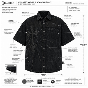 เสื้อเดนิมปักคริสตัลแบบ Hot-Fix แขนสั้นทรงหลวมสไตล์ฮาราจูกุสำหรับทุกเพศ  ขายส่งเสื้อผ้าสตรีทแวร์ - Product Image 6