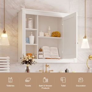 Moderno Armadietto da Bagno a Parete 35 X 28 con Specchio, Elegante Mobiletto Portamedicinali con Specchio - Product Image 3