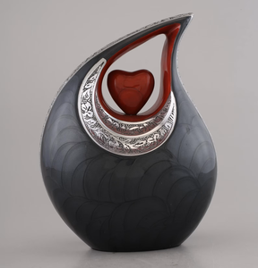 Urnas de Cremación para Adultos, Color Gris Antiguo, Grabadas con Forma de Lágrima y Corazón, para Cenizas Funerarias, 200 Pulgadas Cúbicas, Ecológicas y Duraderas - Product Image 1