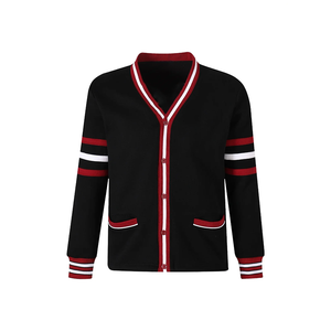Custom Alabama A&M Black Fleece <b>Cardigan</b> Greek Letter Logo Apparel Men's <b>Shawl</b> <b>Collar</b> V-Neck Embroidery Wholesale Bulk Orders - Product Image 1