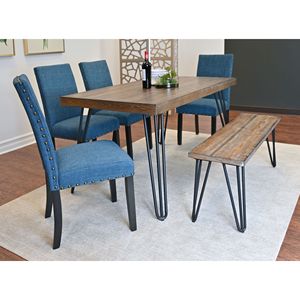 Juego de Comedor Amisos de 6 Piezas, Mesa con 4 Sillas y Banco de Madera, 3 Opciones de Color Disponibles - Product Image 2