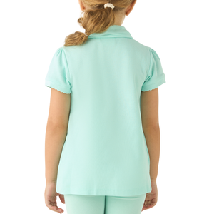 Camiseta Polo Casual para Niñas, Bordada con Corazón, de Punto, Poliéster/Algodón, Manga Corta, Personalizable, al por Mayor - Product Image 2