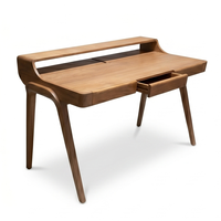 Bureau d'étude en teck massif de qualité supérieure, bibliothèque mobile, table d'ordinateur minimaliste pour le bureau à domicile, tiroir, fabrication artisanale, ergonomique