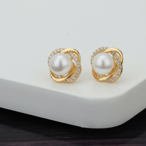 925 Sterling <b>Silver</b> <b>Pearl</b> Stud <b>Earrings</b> Made with 925 <b>Silver</b> - Product Image 2