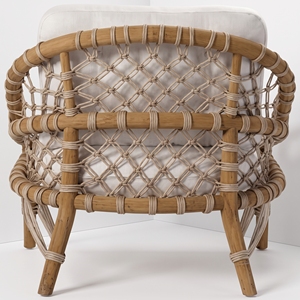 Fauteuil lounge en corde tressée avec cadre en bois de style côtier, dossier et accoudoirs rembourrés, pour espaces de vie et projets hôteliers, destiné aux acheteurs en gros - Product Image 3