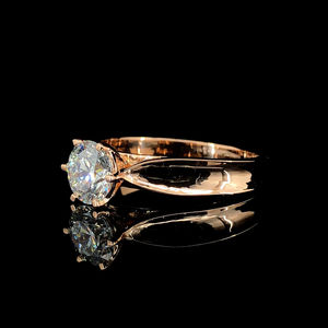 Bague de fiançailles classique unisexe en or massif 18 carats avec pierre naturelle taille brillant, sertie à griffes, AMBER JEWELS T-1143, plaqué rhodium, IGI - Product Image 3