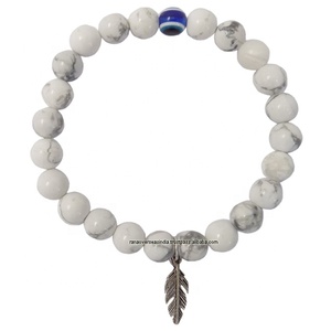 Precious Gemstone <b>Beads</b> <b>Bracelet</b> With Metal Leaf Pendant for Women , Girls and <b>Men</b> Healing - Product Image 1