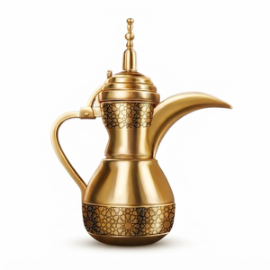 กาต้มกาแฟอาหรับแบบดั้งเดิม ลายสลักทองเหลือง  กระติกน้ำชาเบดูอินแบบดั้งเดิม  เครื่องดื่มชาแบบชาติพันธุ์  ผู้จำหน่ายขายส่ง - Product Image 1