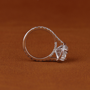 Anillo de Compromiso con Halo de Diamantes Cultivados en Laboratorio, Corte Ovalado, para Mujer, Oro Blanco de 14K/18K, Halo Oculto, Anillo de Boda con Pavé - Product Image 5