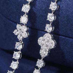 Exquisito Collar Unisex de Plata de Ley 925 con Cruz de Flor y Diamantes de Moissanita, Cadena de Tenis Iced Out, Collar de Declaración - Product Image 4