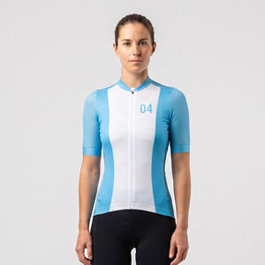 Maillot de vélo pour femme à manches courtes 100% polyester, maillot de cyclisme zippé pour femme, maillot de vélo à col montant pour femme - Product Image 6