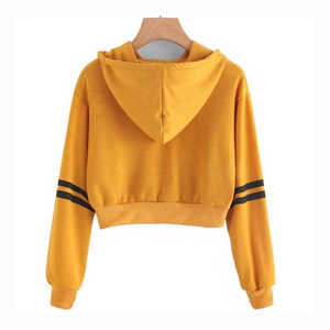 เสื้อครอปท็อปมีฮู้ดสำหรับผู้หญิง สไตล์ล่าสุด ผ้าฝ้าย 100% แขนยาว ใส่สบายๆ ในฤดูหนาว สำหรับผู้ใหญ่ ไซส์พลัส ราคาประหยัด - Product Image 2