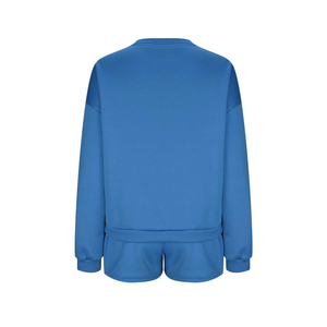 Wholesale Women's 2 Piece Shorts Set Cotton Oversized Sweatshirt and Shorts Set Custom Logo Breathable Lounge Wear Set - Product Image 6