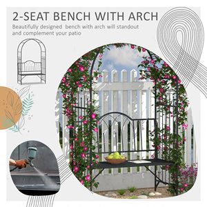 Pergola da Giardino in Metallo 23.25" x 80" con Panchina e Decorazioni Intagliate per 2 Persone, Ideale per Matrimoni e Patio - Product Image 4