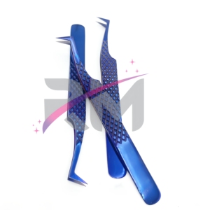 Pince à cils la plus populaire en acier inoxydable, couleur bleu plasma, pour volume russe, avec pointe de précision 90/65/45 degrés et poignée diamantée - Product Image 5