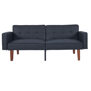 โซฟาปรับเอนได้สไตล์โมเดิร์นกลางศตวรรษ หุ้มหนัง PU พร้อมพนักพิงแบบ Tufted และขาไม้โลหะ ใช้เป็นโซฟาเบดได้ - Product Image 2