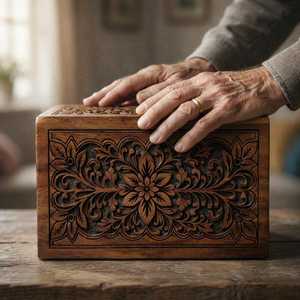 Affordable Rustic Wooden Jewelry <b>Storage</b> <b>Chest</b> for Rings, Earrings, Watches and Small Accessories with Traditional Carved - Product Image 5