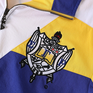Chaqueta Cortavientos Sigma Gamma Rho Azul y Dorado con Cierre Completo, Chaqueta Técnica Ligera, Ropa Deportiva para Exteriores, Prenda Exterior Informal con Cierre - Product Image 6