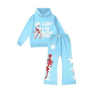 Conjunto de chándal de invierno personalizado para hombre, estilo urbano, con capucha y corte acampanado, diseño 3D para conjunto de jogger apilado, con bajo sin rematar y borde sin coser, al por mayor - Product Image 2