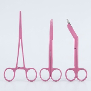 Ensemble de 3 instruments médicaux en acier inoxydable rose pour infirmières : Ciseaux à pansements Kocher et Ciseaux chirurgicaux - Product Image 6