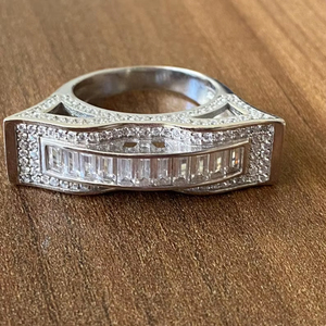 Creative <b>Craft</b> Moissanite Baguette Cut Diamond Vintage <b>Ring</b> Original 925 Silver Fine Classic Style Gift For Birthdays party - Product Image 1