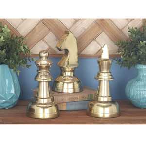 Aluminum Handmade Durable Eco-Friendly Chess <b>Figures</b> Set 3-Inch King Queen Knight-Modern Design for Home Tabletop Decoration - Product Image 4