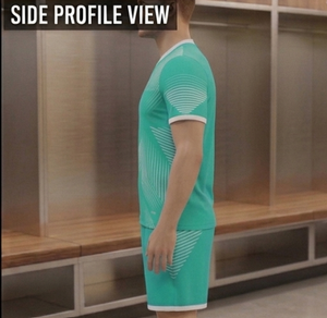 ชุดเสื้อฟุตบอลชายแขนสั้นคอกลมสีเขียวอมฟ้าพิมพ์ลายเรขาคณิตโพลีเอสเตอร์ดูดซับความชื้นทรงสปอร์ตทุกฤดูกาล - Product Image 3
