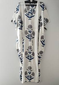 Vestido Kaftán de Mujer 100% Algodón con Estampado Floral de Encaje - Suave, Transpirable y Cómodo, Estilo Vintage, Línea A, Holgado, para Uso Diario de Verano - Product Image 4