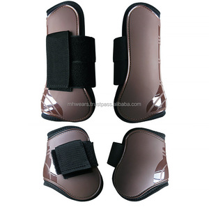 รองเท้าบูทป้องกันข้อเท้าม้า MH Horse Tendon Boots สีพื้น ทำจากหนัง PU สำหรับดูแลสุขภาพม้า - Product Image 6