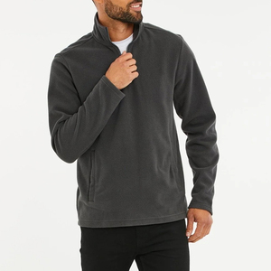 Sudadera de Forro Polar con Cierre de Cremallera de un Cuarto para Hombre, Color Gris Oscuro, Corte Regular, Estilo Casual para Otoño, Cuello Alto, Manga Larga, Transpirable - Product Image 6